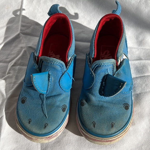 VANS shark slip on skate shoe blue Asher V size 8 - Picture 2 of 8